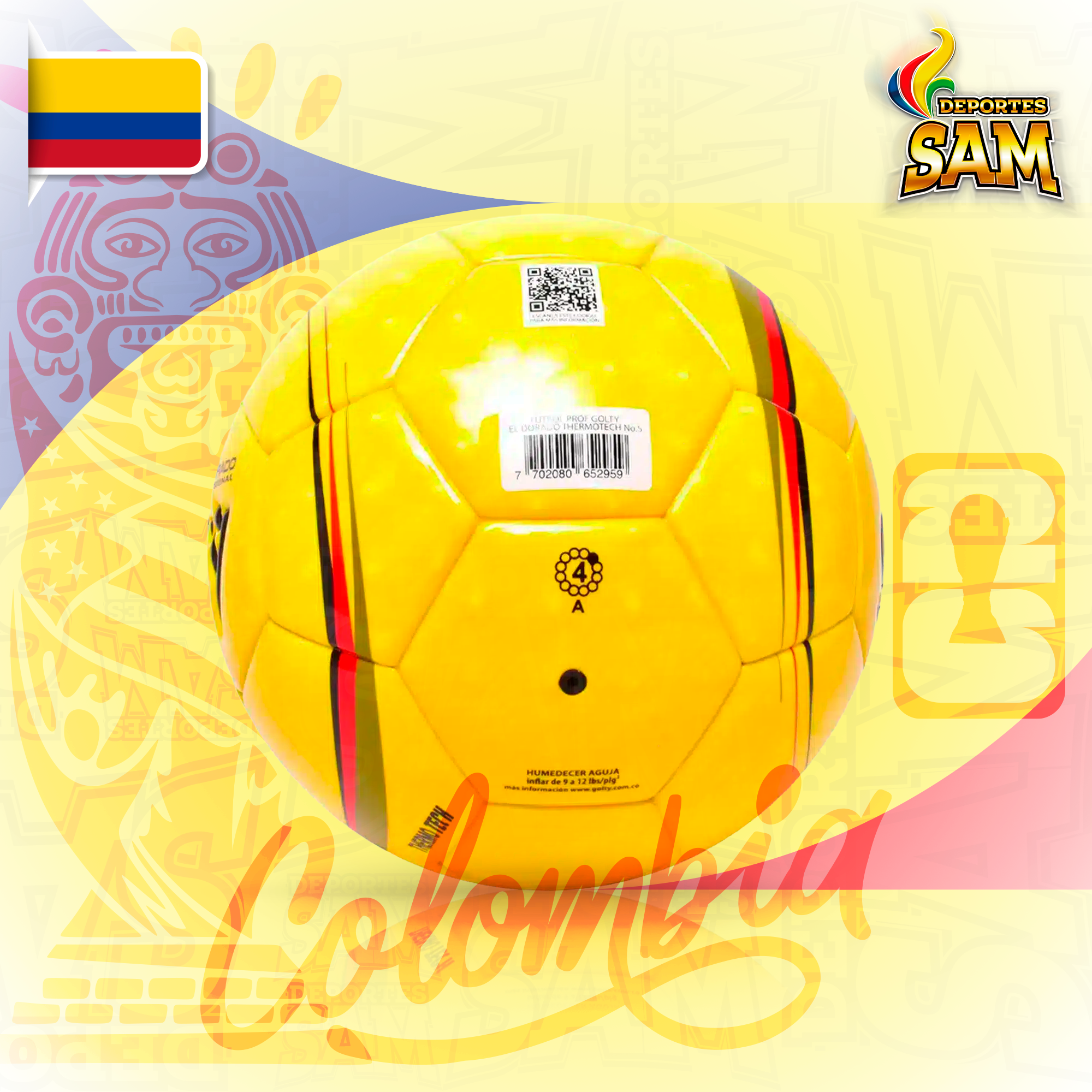 BALÓN FÚTBOL  5 DORADO PROFESIONAL GOLTY