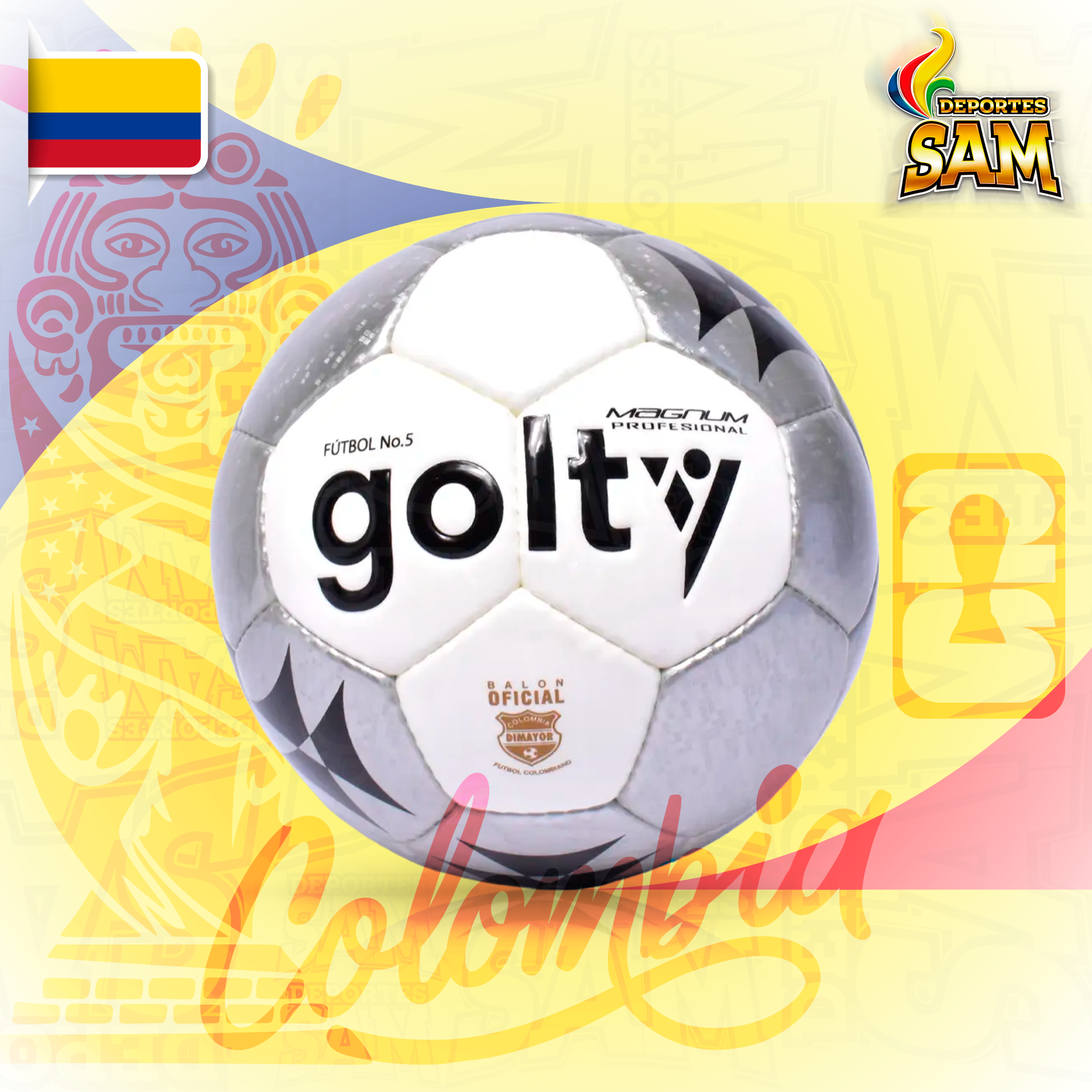 BALÓN FÚTBOL  5 MAGNUM GRIS PROFESIONAL GOLTY