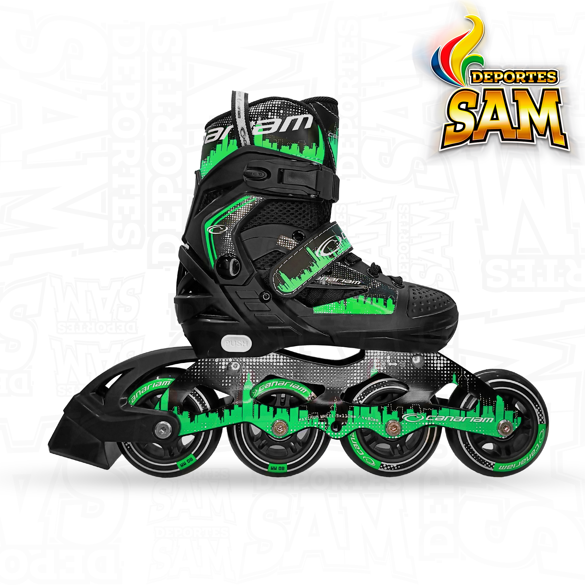 PATINES ROLLER TEAM CANARIAM VERDE X NEGRO