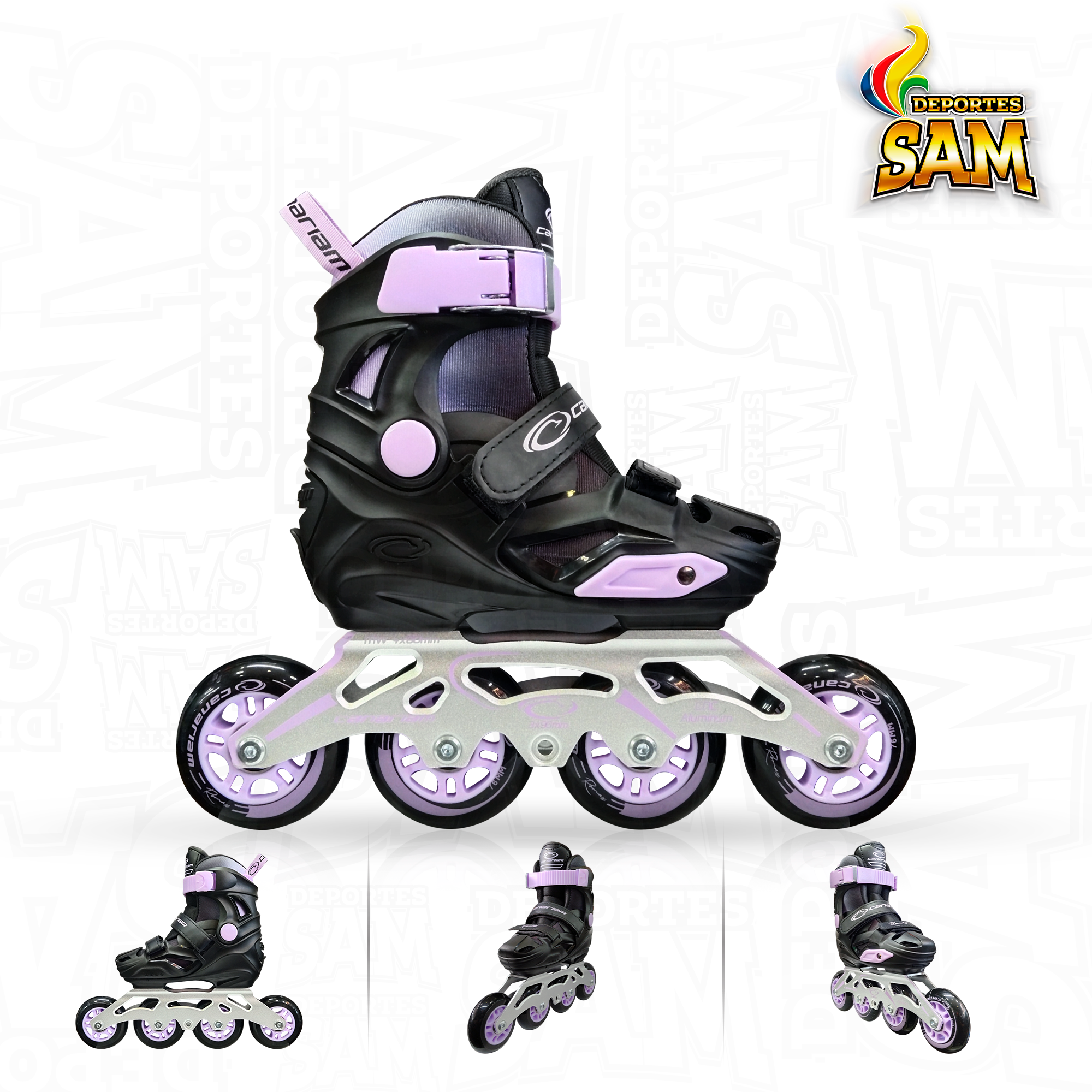 PATINES ROMAX NEGRO X LILA CANARIAM