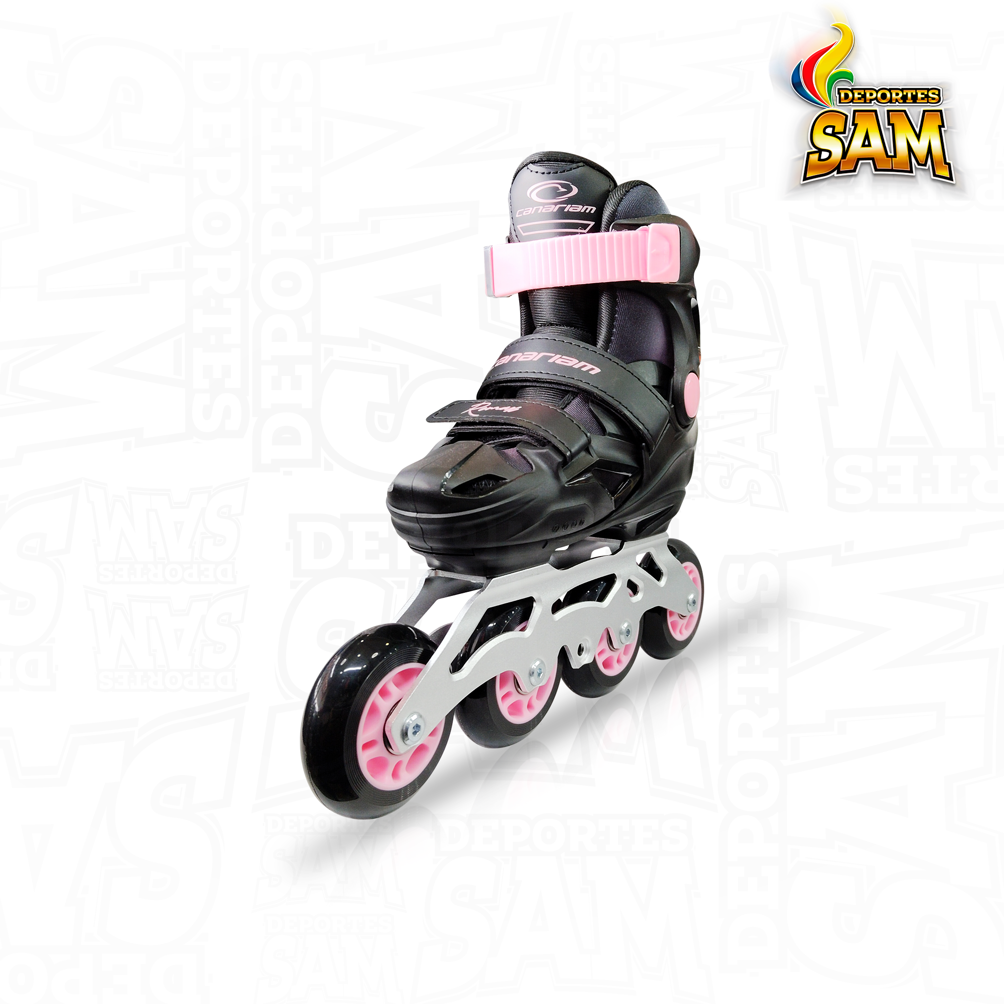 PATINES ROMAX NEGRO X ROSADO CANARIAM