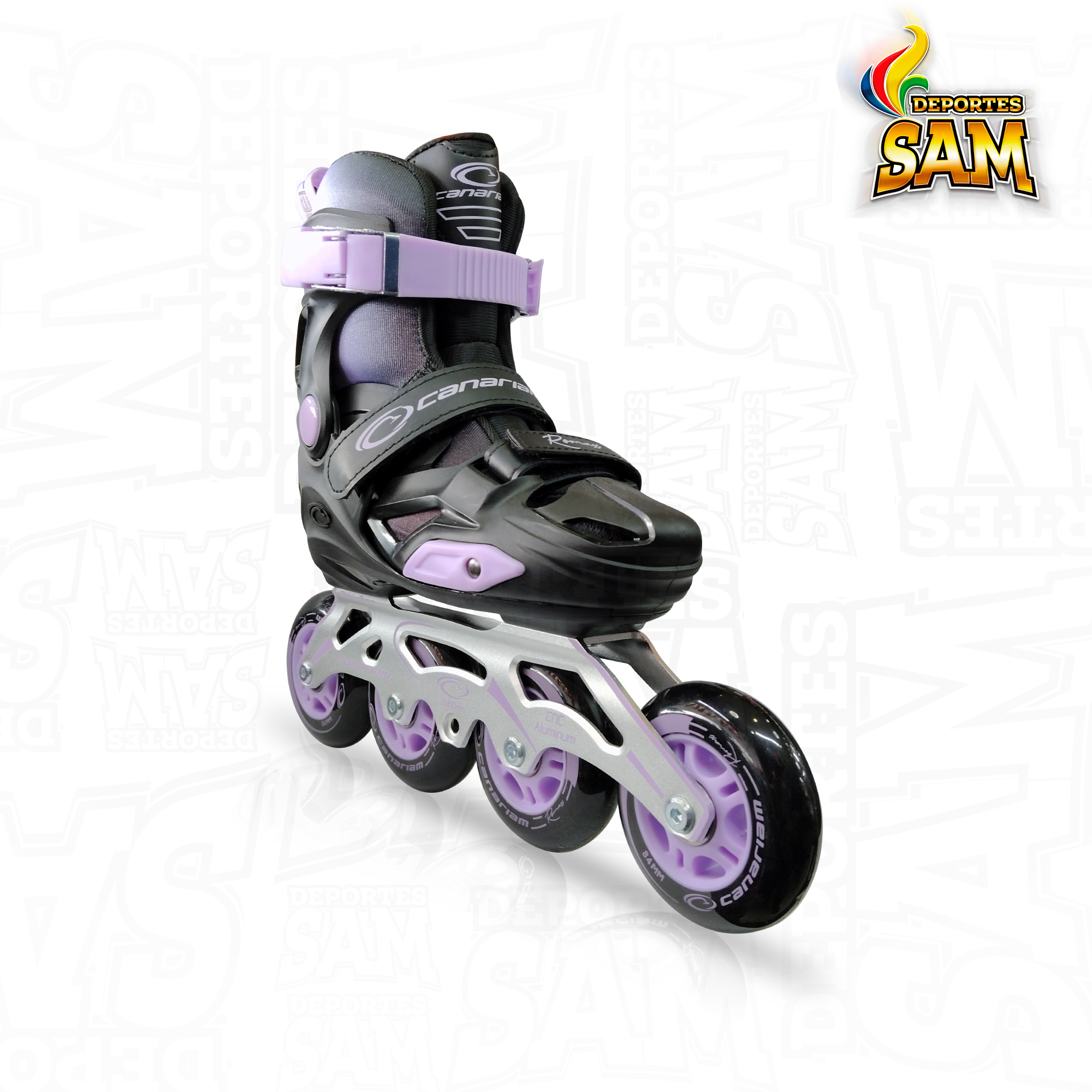 PATINES ROMAX NEGRO X LILA CANARIAM