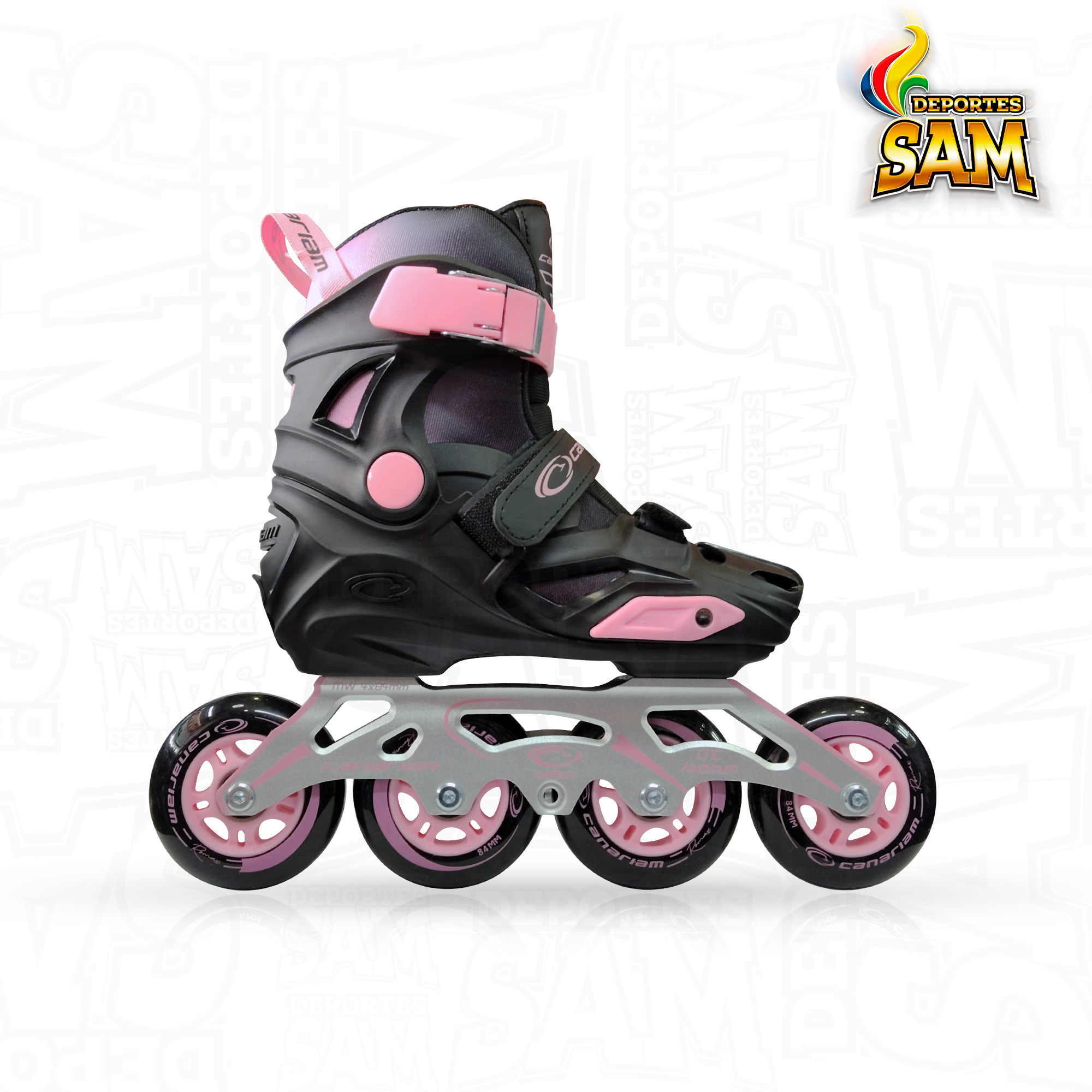 PATINES ROMAX NEGRO X ROSADO CANARIAM