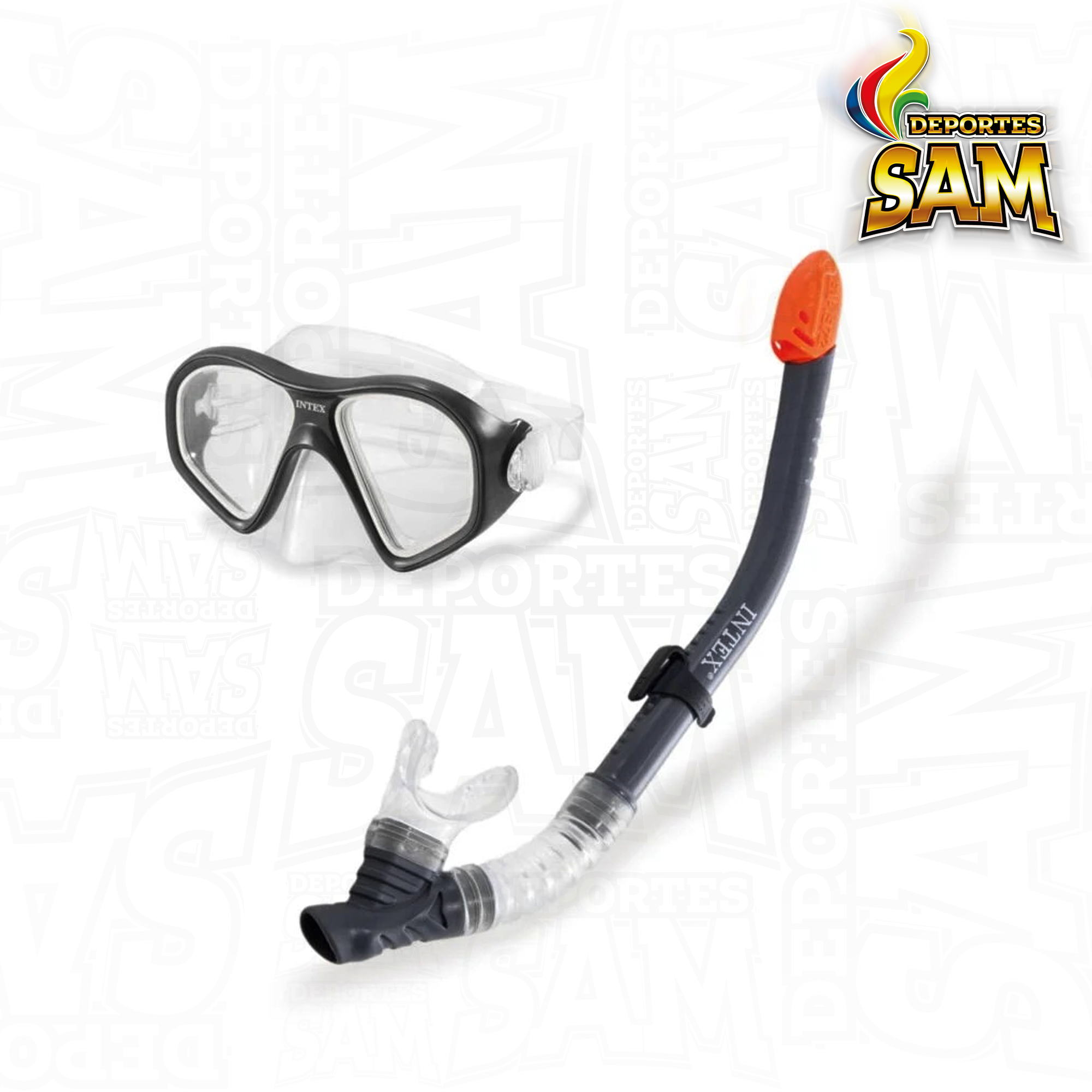 SET CARETA Y SNORKEL INTEX DOBLE VALVULA