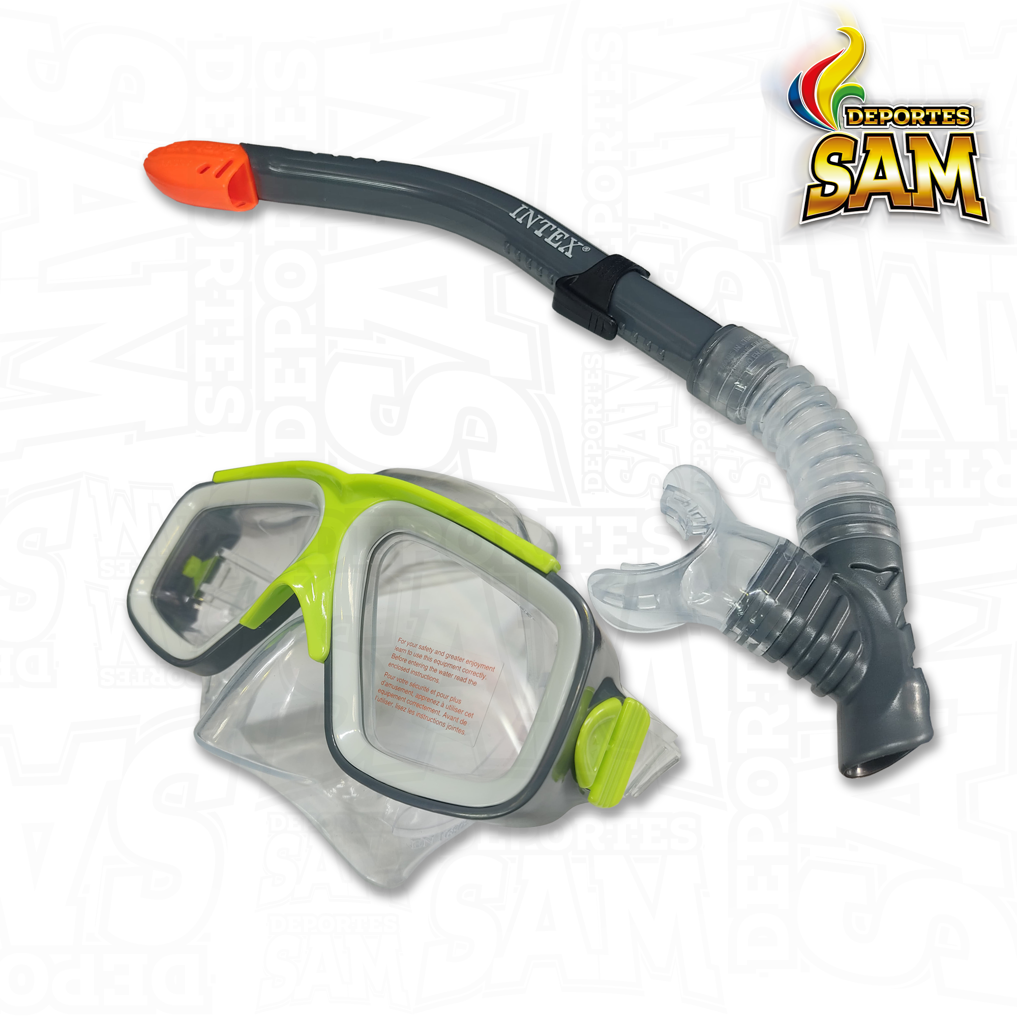 SET CARETA Y SNORKEL INTEX DOBLE VALVULA