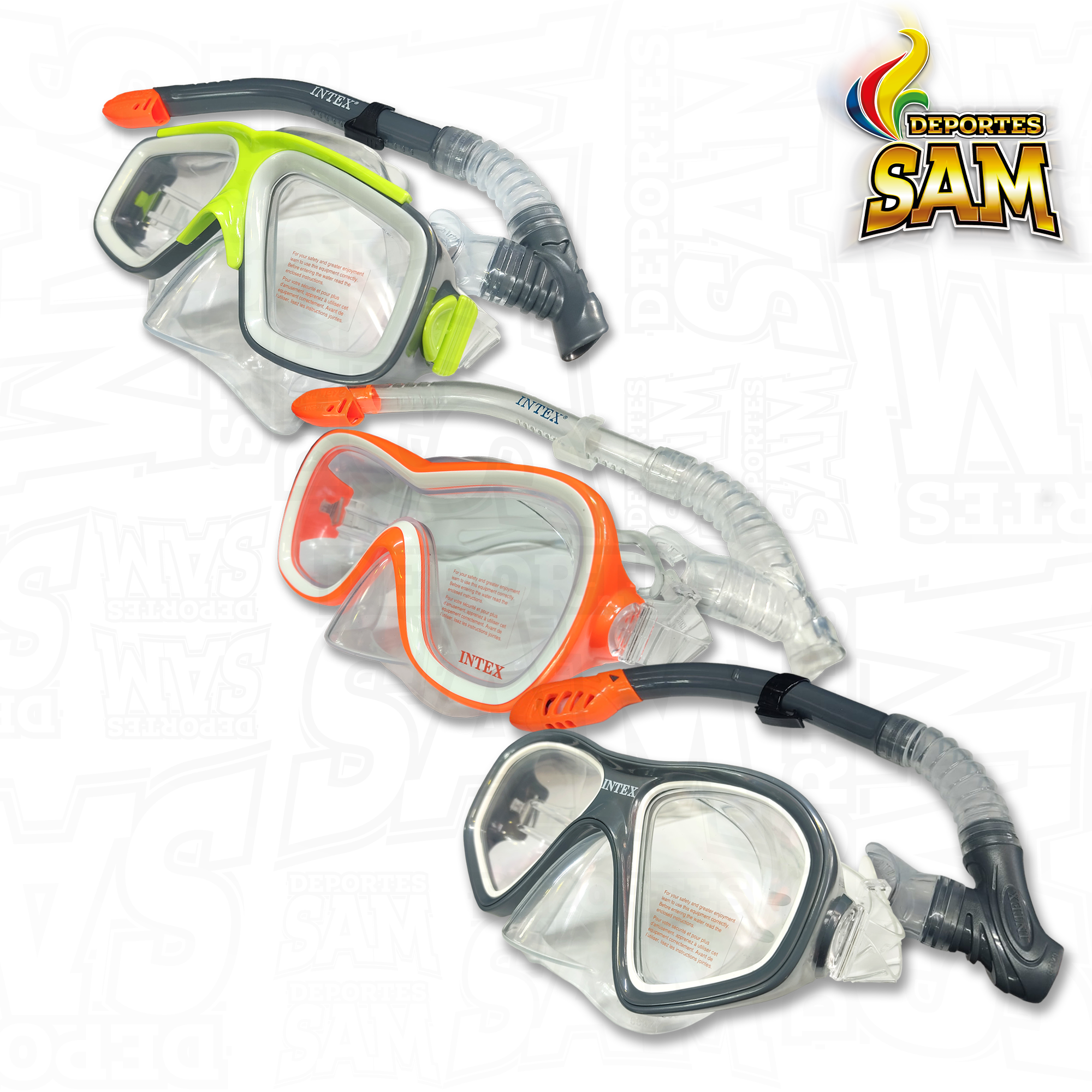 SET CARETA Y SNORKEL INTEX DOBLE VALVULA