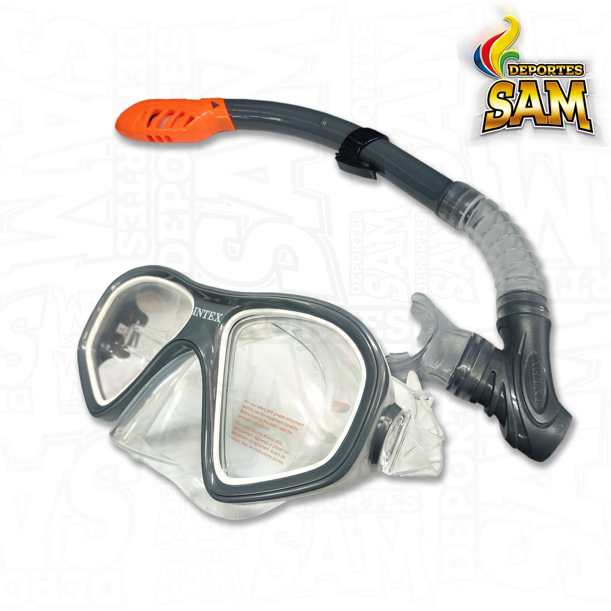 SET CARETA Y SNORKEL INTEX DOBLE VALVULA