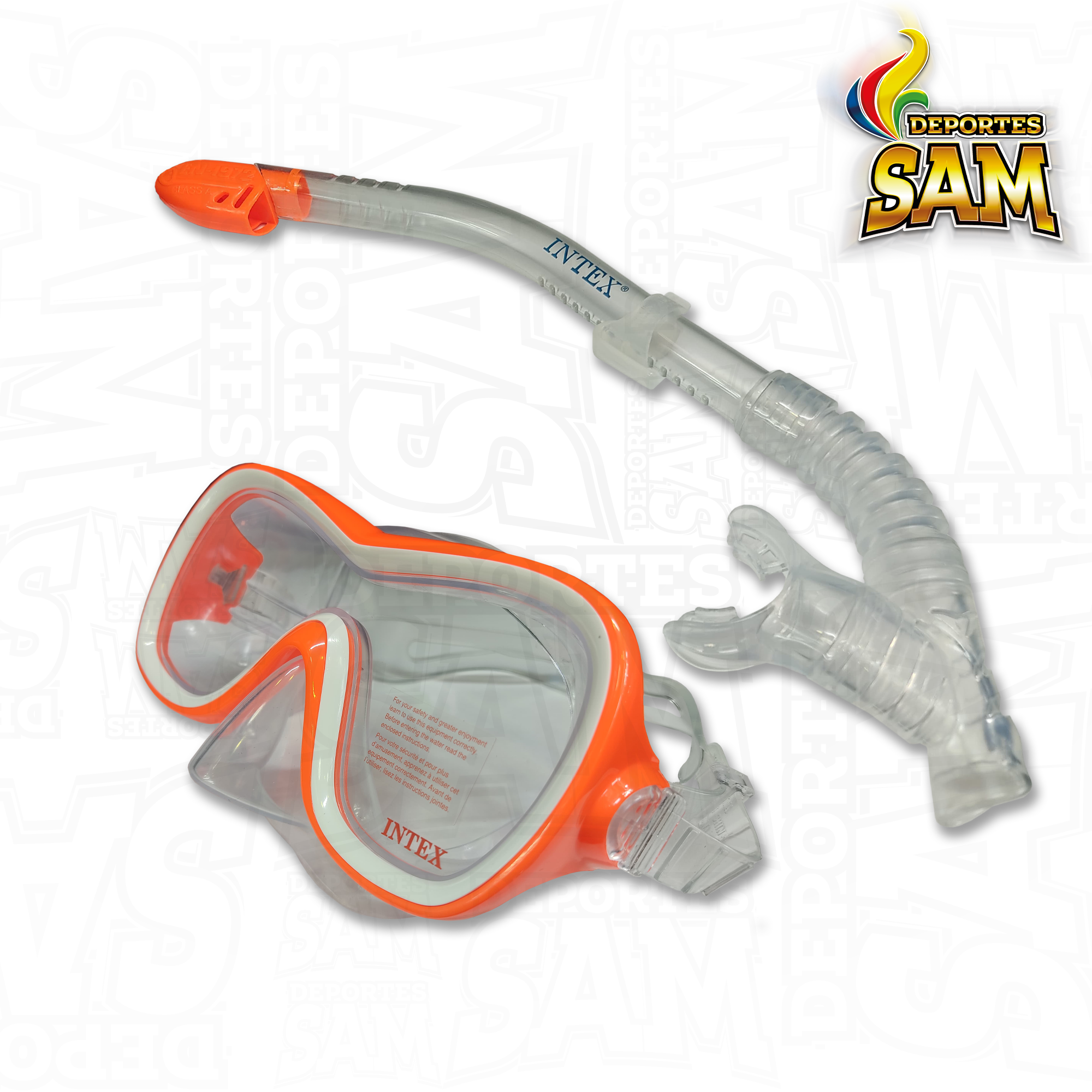 SET CARETA Y SNORKEL INTEX DOBLE VALVULA