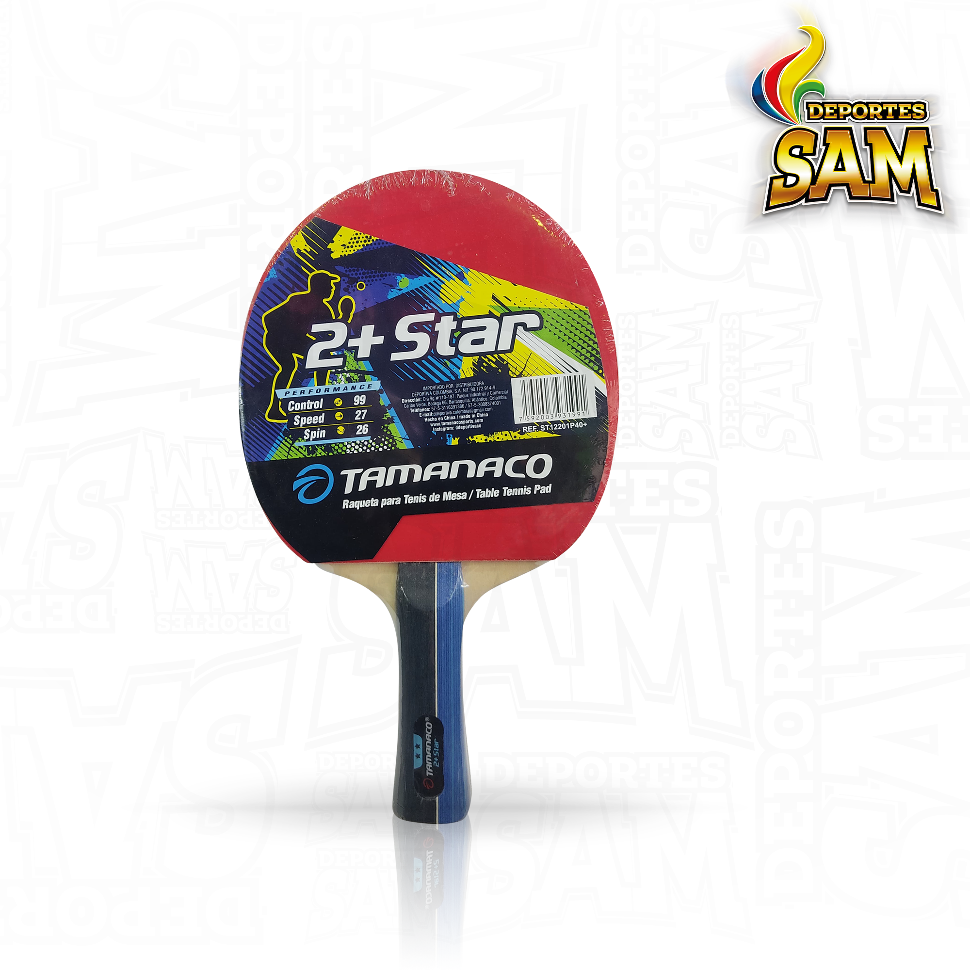 RAQUETA PING PONG 2 ESTRELLAS TAMANACO