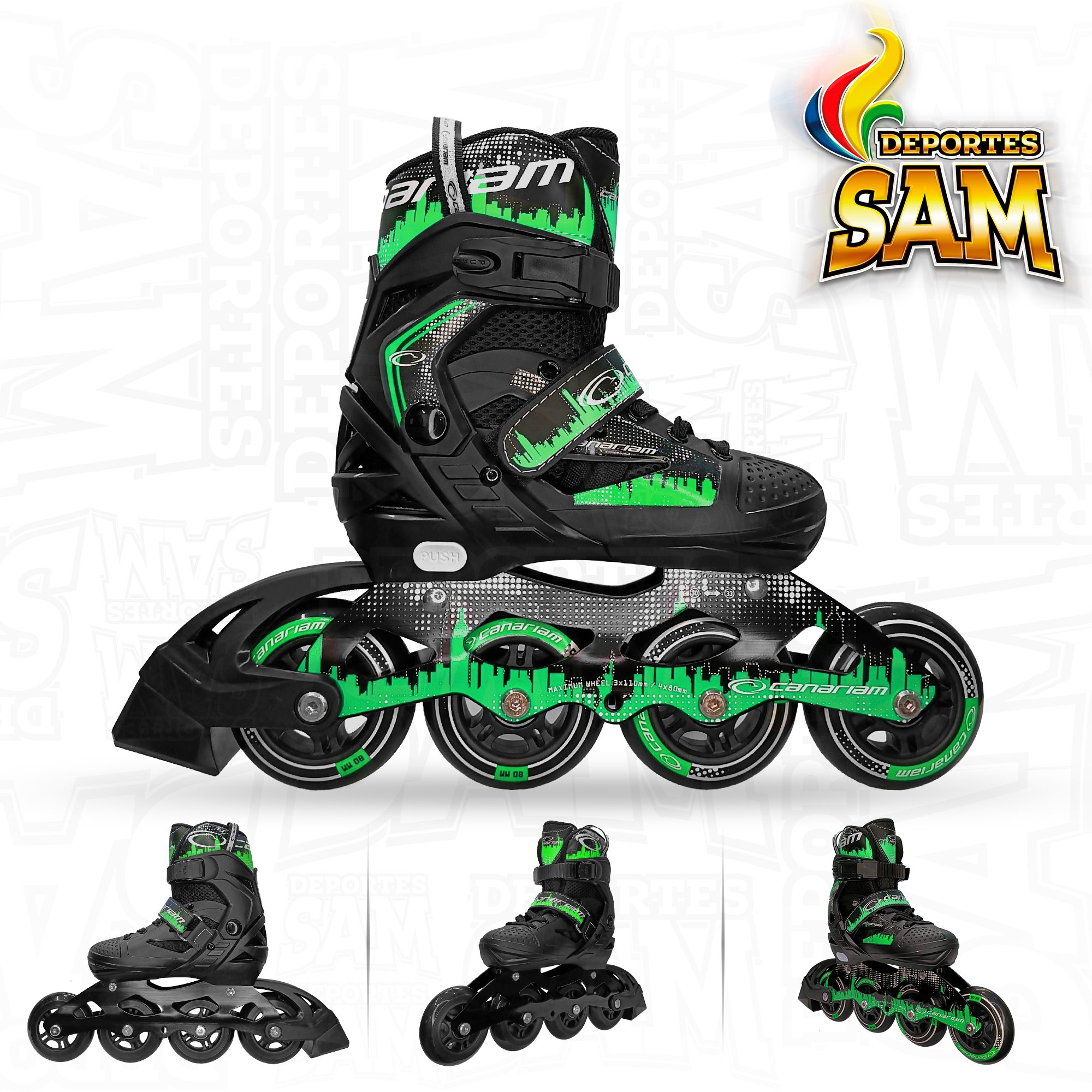 PATINES ROLLER TEAM CANARIAM VERDE X NEGRO